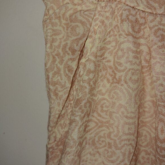 Free People Paisley Print Wide Leg Ruffled Palazzo Pull-On Pants Sz S Cream Tan - Picture 4 of 9